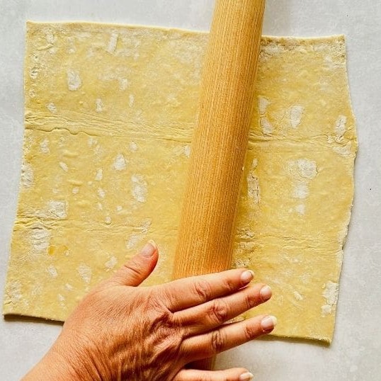 Rolling out puff pastry